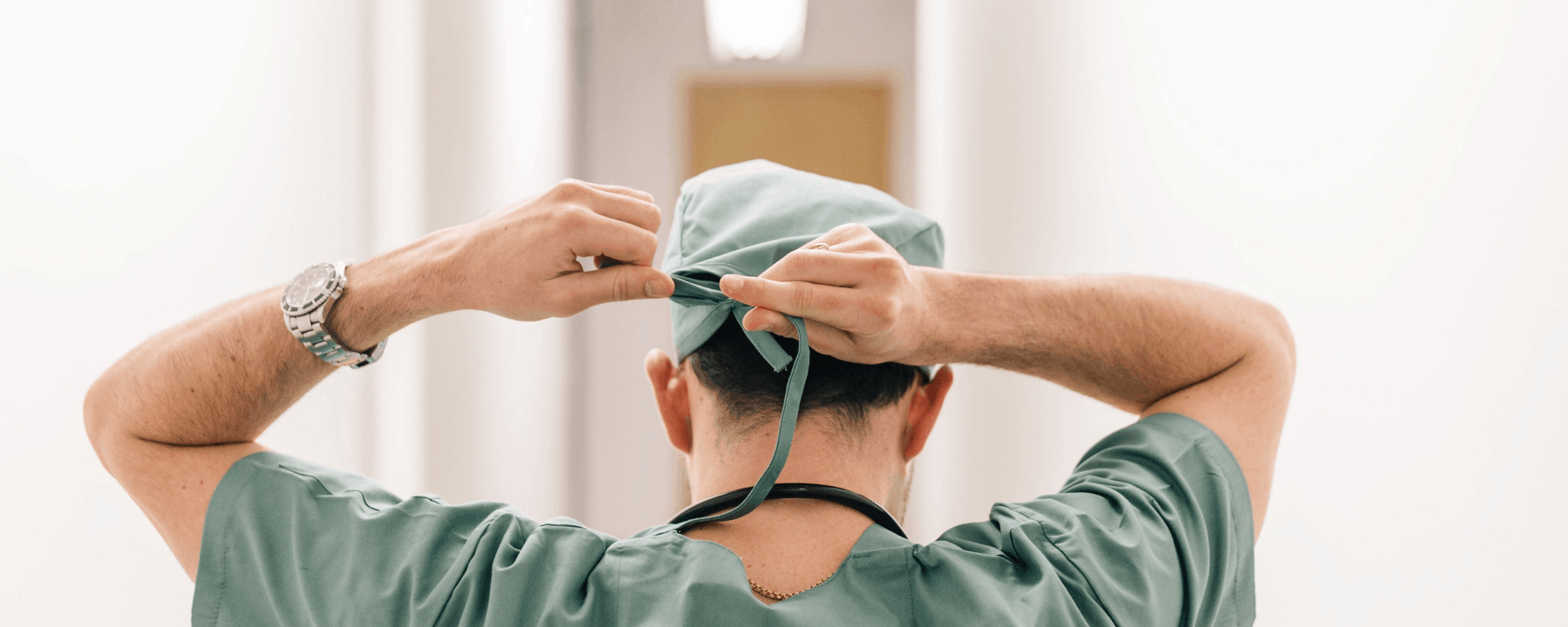 Medical professional preparing for work